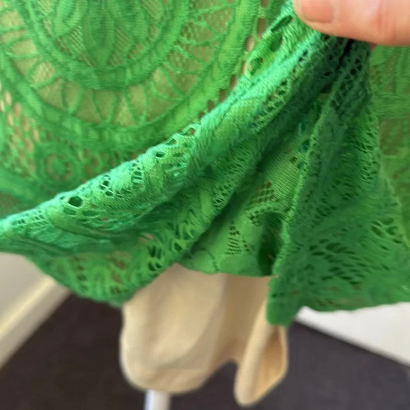 VINTAGE VaVa women’s green lace dress made in USA size small lined boho 70s - Picture 5 of 6